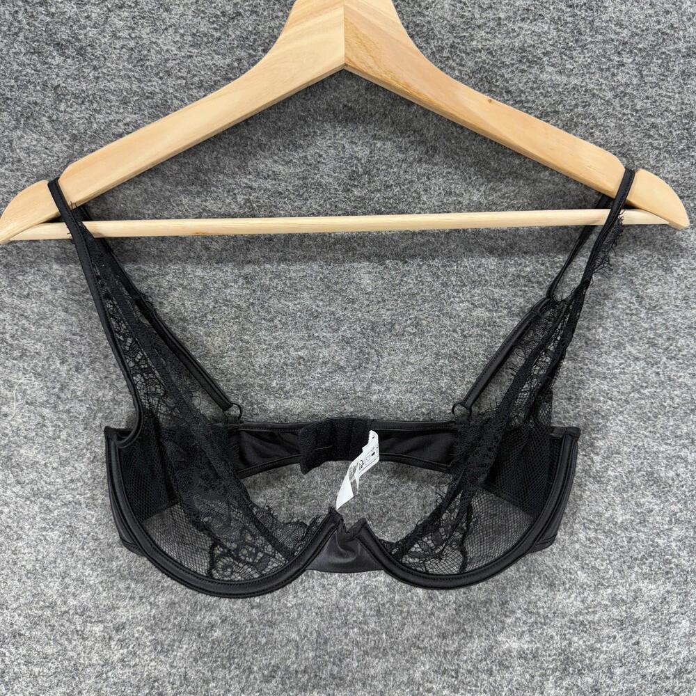 Mapale Bralette Bra Women S Small Black Floral Lace Underwired Sheer Hook & Eye